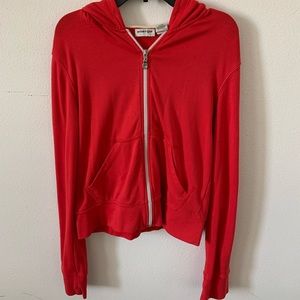 WOMENS RED ZIP UP HOODIE